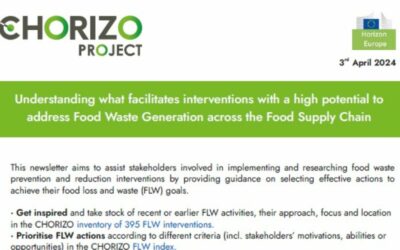 CHORIZO #5 Newsletter is out! Understanding what facilitates interventions with a high potential to address Food Waste Generation across the Food Supply Chain