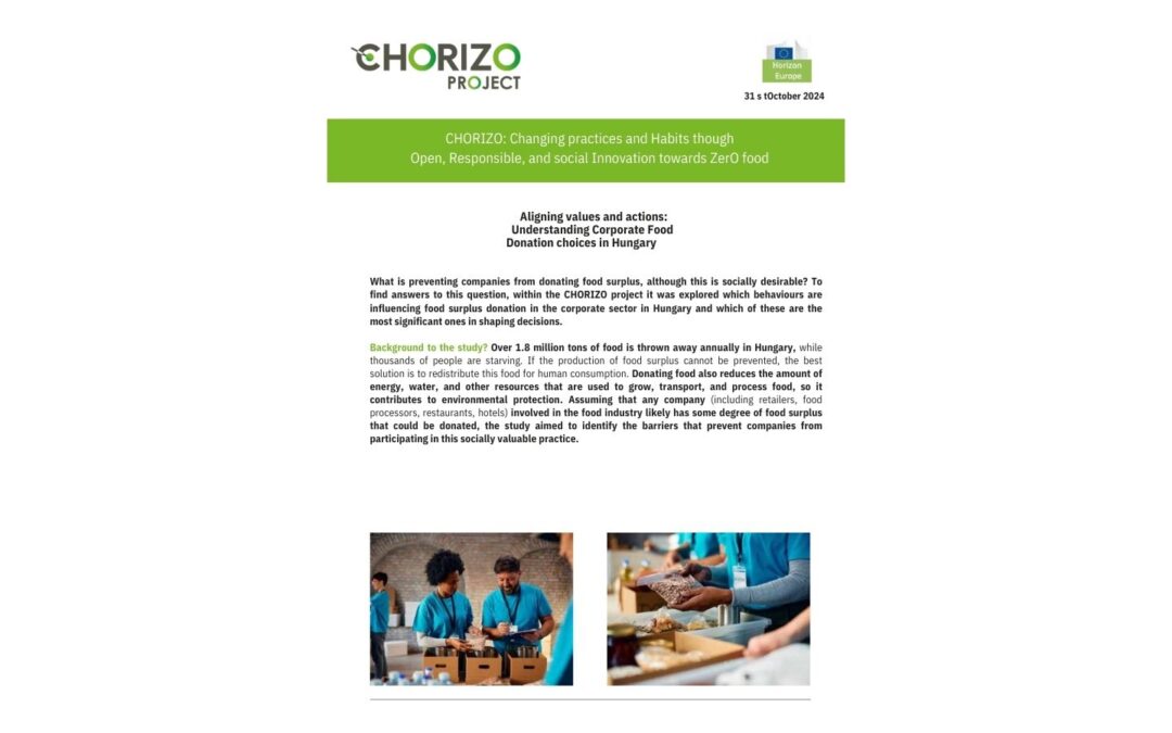 CHORIZO #6 Newsletter is out! Aligning values and actions: Understanding Corporate Food Donation choices in Hungary